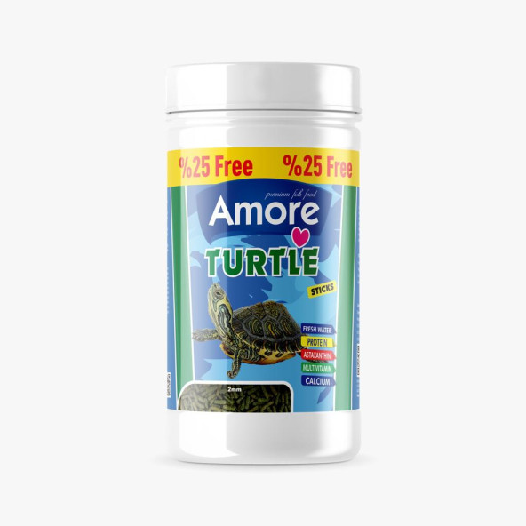 Amore Turtle Sticks Green Calcium 125 Ml 50 Gr Su Kaplumbağası Yemi ürün görseli 1