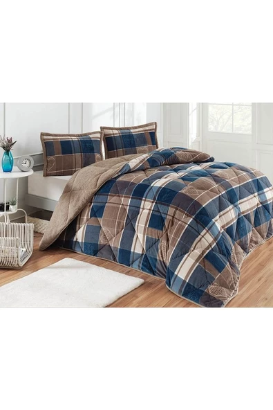 Merinos Comforter Seti Çift Kişilik Yorgan 3 Parça Rida İndigo ürün görseli 1