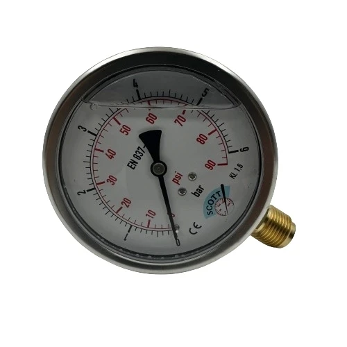 Manometre Gliserinli Alttan Çıkışlı Q100 - 0 - 2.5 Bar 1/2 ürün görseli 1