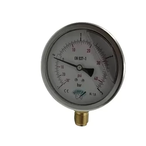 Manometre Gliserinli Alttan Çıkışlı Q100 - 0 - 1 + 3 Bar 1/2 ürün görseli 1
