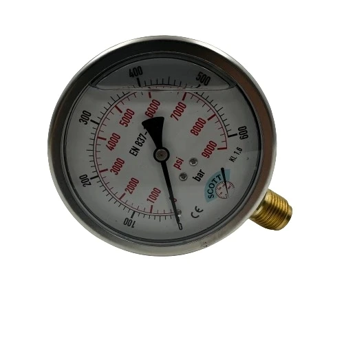 Manometre Gliserinli Alttan Çıkışlı Q100 - 0 - 600 Bar 1/2 ürün görseli 1