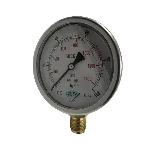 Manometre Gliserinli Alttan Çıkışlı Q100 - 0 - 100 Bar 1/2 ürün görseli 1