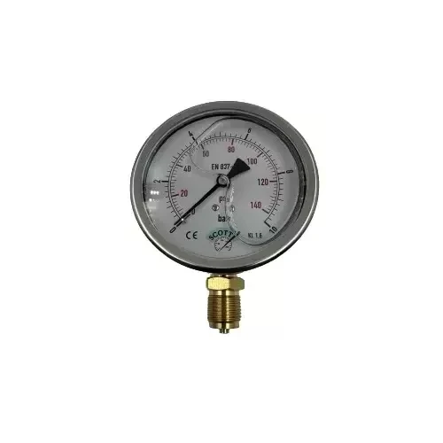 Manometre Gliserinli Alttan Çıkışlı Q100 - 0 - 10 Bar 1/2 A Tipi ürün görseli 1
