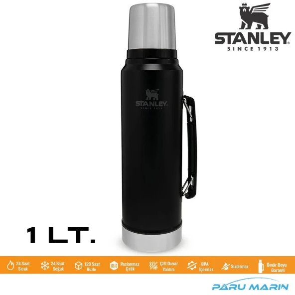 Stanley Legendary Klasik Vakumlu Paslanmaz Çelik Termos 1LT - Matte Black Pebble ürün görseli 1