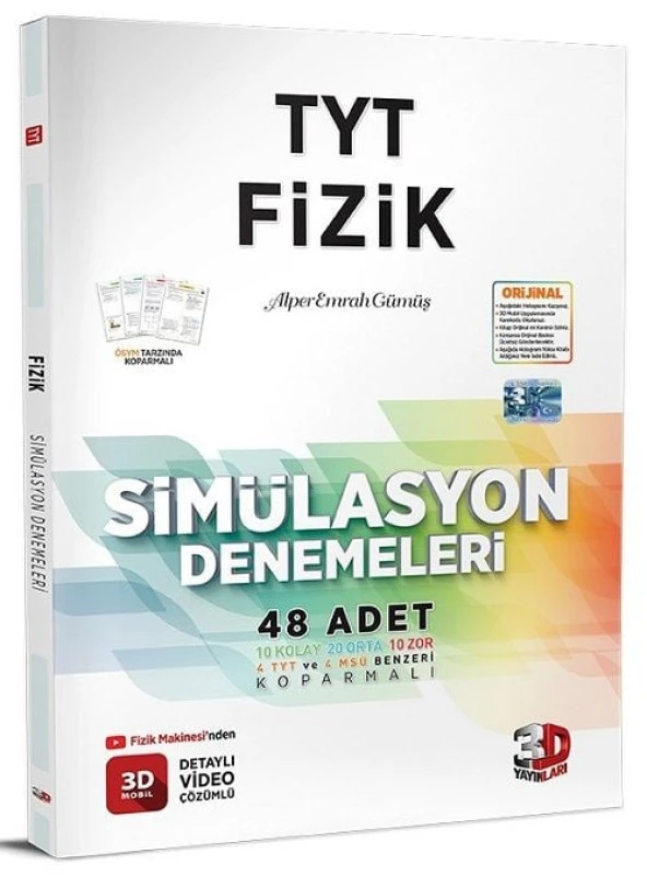 3D Yayınları YKS TYT Fizik Simülasyon 48 Deneme 3D Yayınları ürün görseli 1
