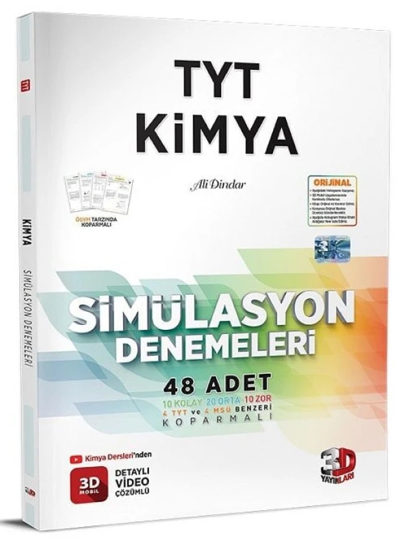3D Yayınları YKS TYT Kimya Simülasyon 48 Deneme 3D Yayınları ürün görseli 1