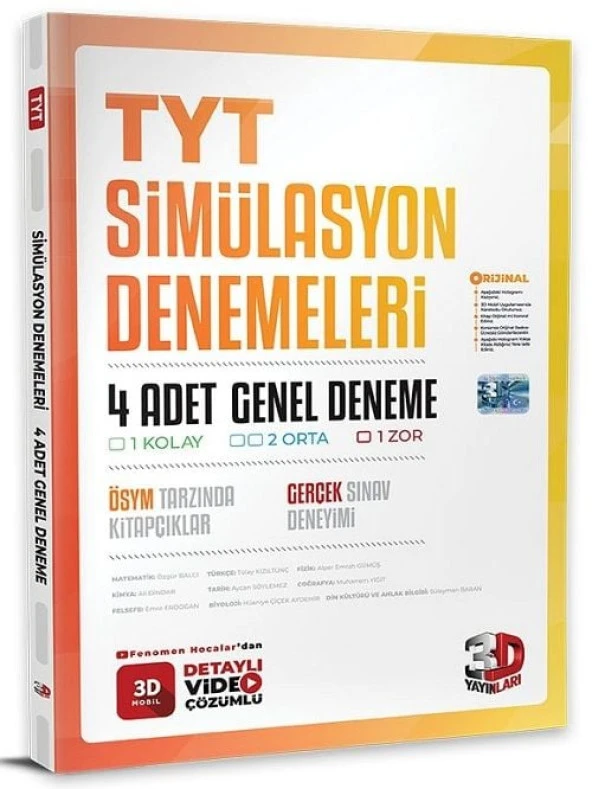 3D Yayınları YKS TYT Simülasyon 4 Genel Deneme Video Çözümlü 3D Yayınları ürün görseli 1