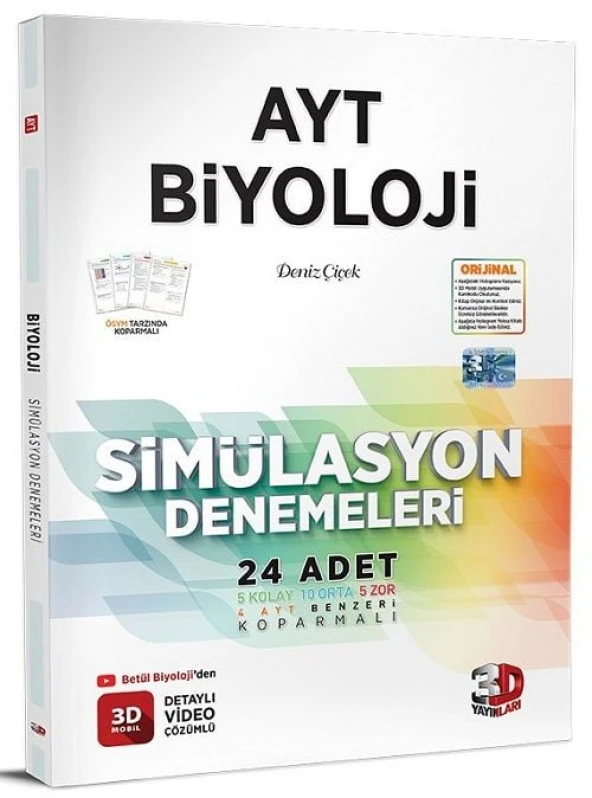 3D Yayınları YKS AYT Biyoloji Simülasyon 24 Deneme Video Çözümlü 3D Yayınları ürün görseli 1
