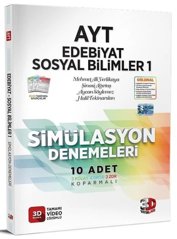 3D Yayınları YKS AYT Edebiyat Sosyal Bilimler-1 Simülasyon 10 Deneme Video Çözümlü 3D Yayınları ürün görseli 1