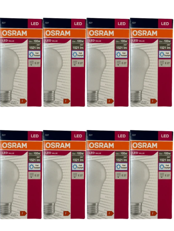 Osram 13W (100W) 6500K (Beyaz Işık) E27 Duylu Led Ampul (8 Adet) ürün görseli 1