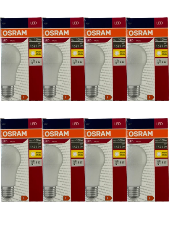 Osram 13W (100W) 2700K (Sarı Işık) E27 Duylu Led Ampul (8 Adet) ürün görseli 1