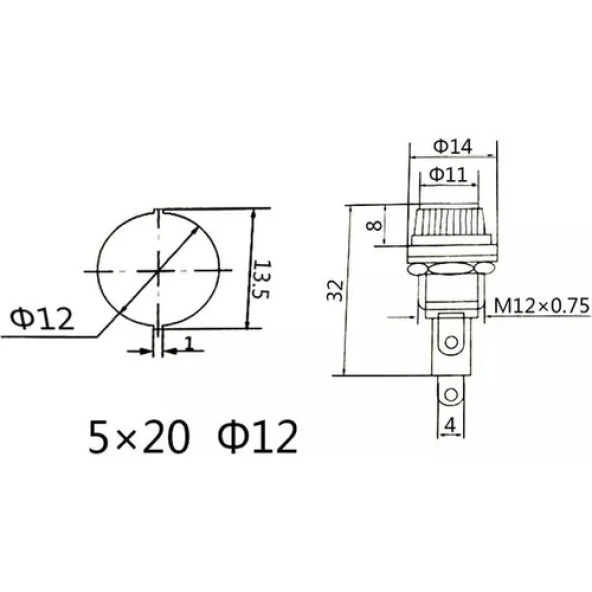 5x20 Panel Tipi Sigorta Yuvası - Resim 4