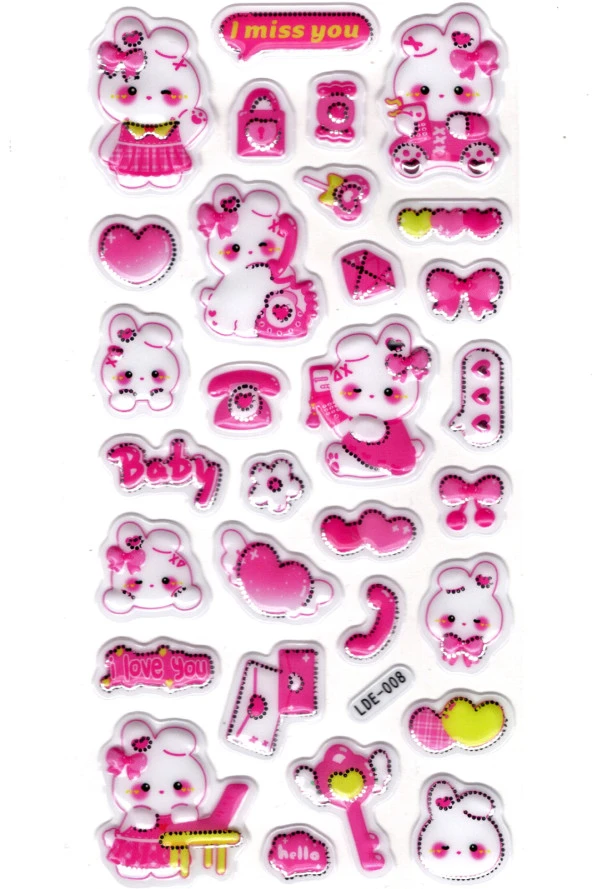 Sticker Kabartmalı Stiker Defter Planlayıcı Etiket (Lde008)-19x9cm - Tavşan ve Telefon ürün görseli 1