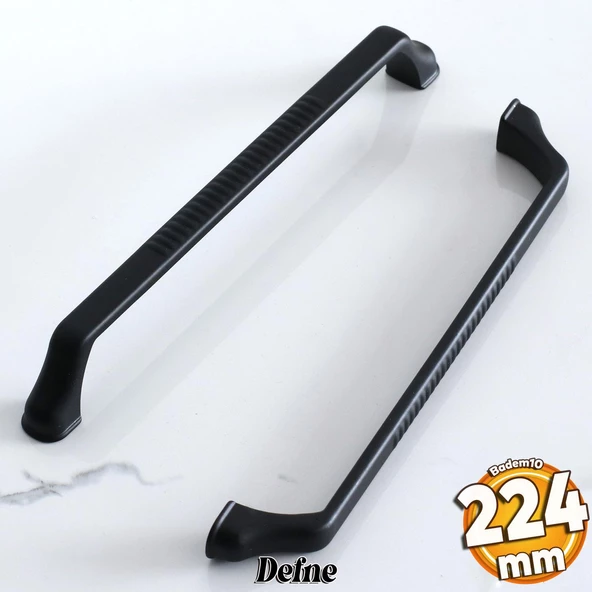 Defne 224 mm Siyah Kulp Mobilya Mutfak Çekmece Dolap Dolabı Kapak Kulbu Kulpları Kulpu Metal 22.4 mm ürün görseli 1