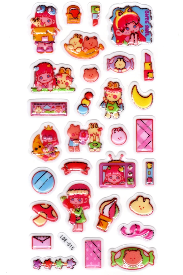 Sticker Kabartmalı Stiker Defter Planlayıcı Etiket (Lde015)-19x9cm - Tavşan ve Kız ürün görseli 1