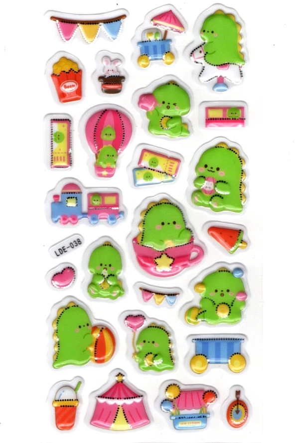 Sticker Kabartmalı Stiker Defter Planlayıcı Etiket (Lde038)-19x9cm - Dinozor Lunapark ürün görseli 1