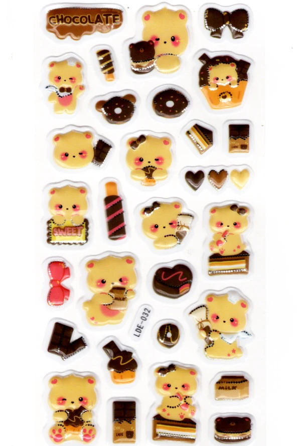 Sticker Kabartmalı Stiker Defter Planlayıcı Etiket (Lde032)-19x9cm - Ayıcık Çikolata ürün görseli 1