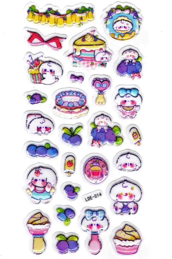 Sticker Kabartmalı Stiker Defter Planlayıcı Etiket (Lde014)-19x9cm - Tavşan Yabanmersini ürün görseli 1