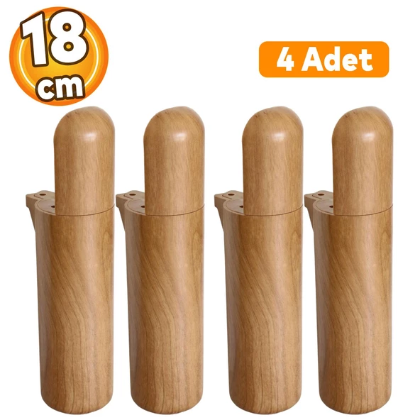Kapsül Bohem Mobilya Kanepe Tv Ünitesi Koltuk Ayağı Konsol Ayakları Ahşap Ceviz Desenli 18 Cm 4 Adet ürün görseli 1