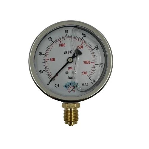 Manometre Gliserinli Alttan Çıkışlı Q100 - 0 - 160 Bar 1/2 ürün görseli 1