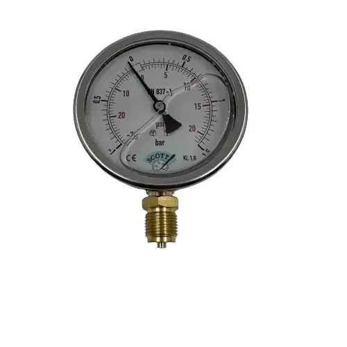 Manometre Gliserinli Alttan Çıkışlı Q100 - 0 - 1 + 1.5 Bar 1/2 ürün görseli 1