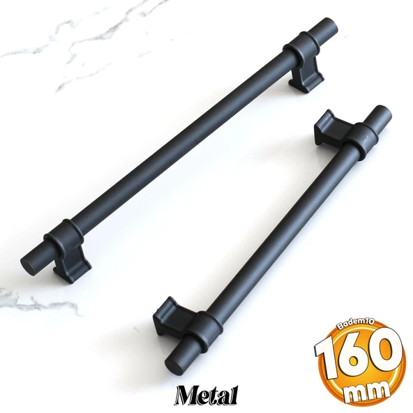 Hisar 160 mm Siyah Kulp Mobilya Mutfak Dolap Çekmece Dolabı Kapak Kulbu Kulpları Kulpu Metal 16 mm ürün görseli 1