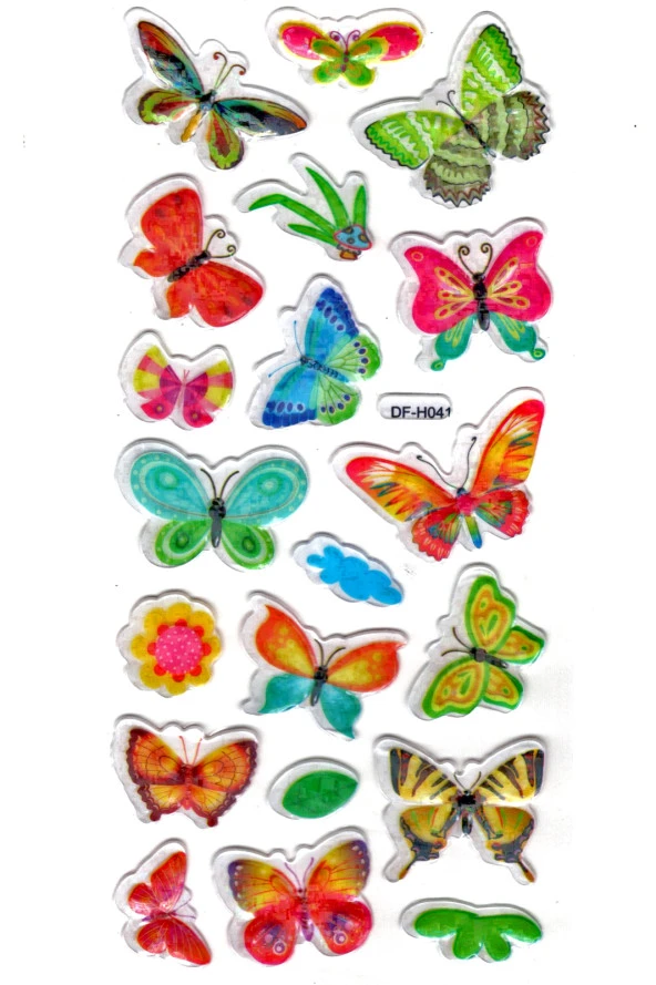 Işıltılı Sticker Kabartmalı Stiker Defter Planlayıcı Etiket (Dfh041)-18x9cm - Kelebek ürün görseli 1