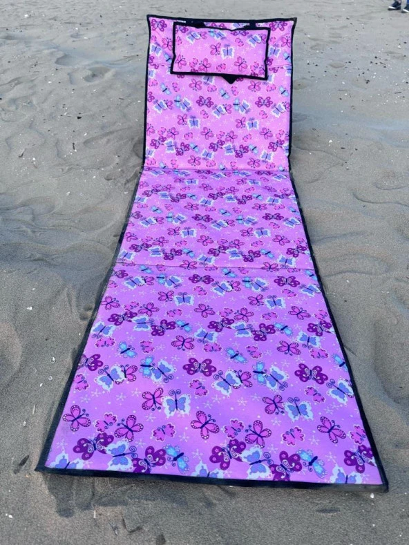 Hobi Store Katlanabilir Çanta Şezlong ( Pink Butterfly ) - Resim 2