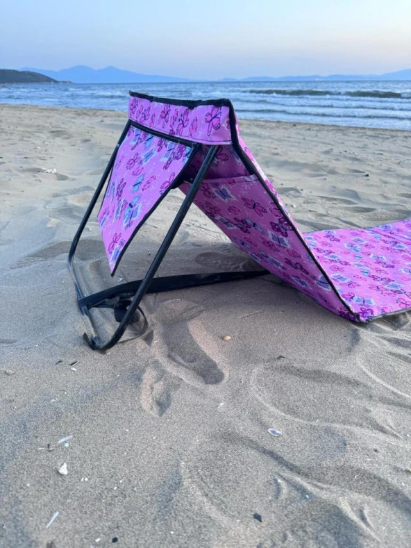 Hobi Store Katlanabilir Çanta Şezlong ( Pink Butterfly ) - Resim 3