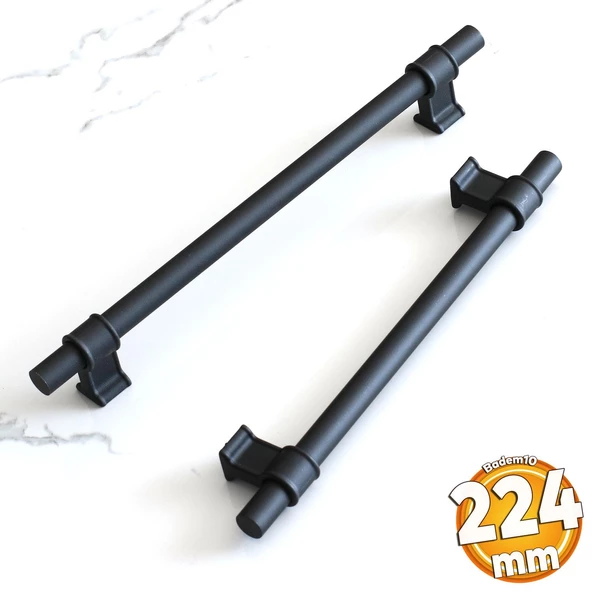 Hisar 224 mm Siyah Kulp Mobilya Mutfak Çekmece Dolap Kapak Dolabı Kulbu Kulpları Kulpu Metal 22.4 mm ürün görseli 1