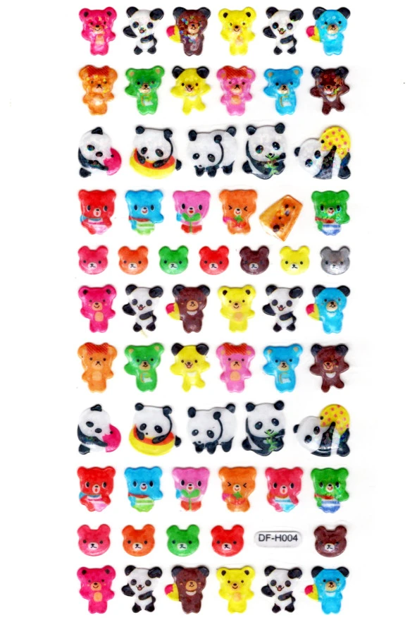 Işıltılı Sticker Kabartmalı Stiker Defter Planlayıcı Etiket (Dfh004)-18x9cm - Panda ve Ayı ürün görseli 1