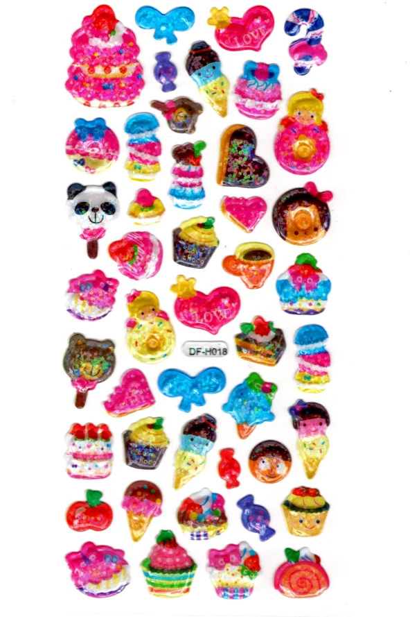 Işıltılı Sticker Kabartmalı Stiker Defter Planlayıcı Etiket (Dfh018)-18x9cm - Şeker Hayvan ürün görseli 1