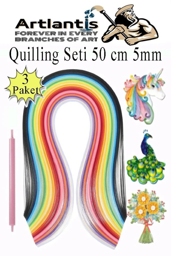 Quilling Seti 5 mm İnce 3 Paket Quling Kağıt Katlama Kıvırma Sanatı Telkari Kuiling Karışık Renkli ürün görseli 1