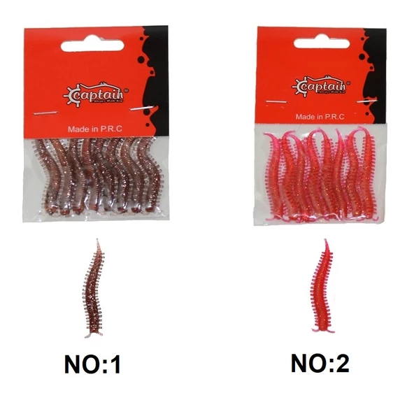 Captain 3564 Ajibishi Silk Worm 5.5cm LRF Silikon Yem 8'li Paket İğnesiz ürün görseli 1