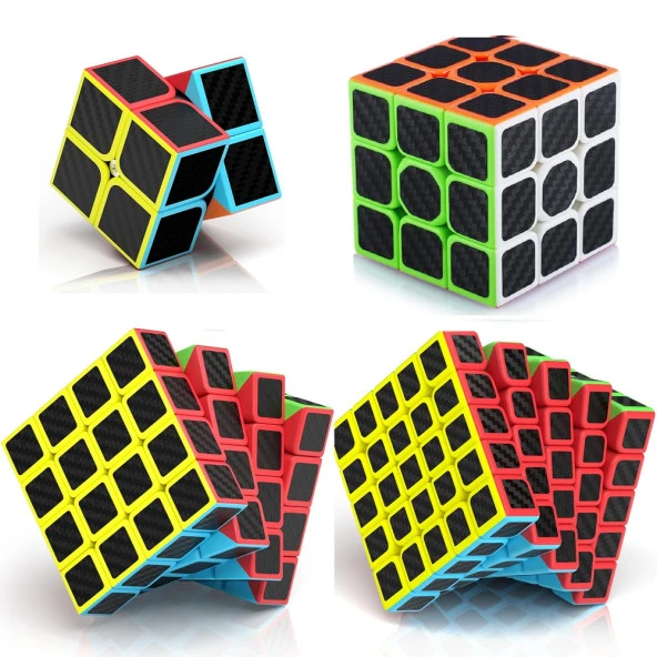 4 SET PROFESSIONAL QY SPEED CUBE CORBON FİBER CUBE VIP 4LÜ SET 2X2 3X3 4X4 5X5 ZEKA KÜPÜ RUBİKS CUBE ürün görseli 1