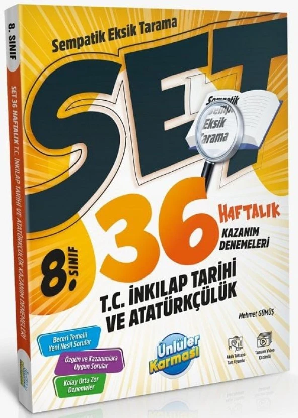 Ünlüler 8. Sınıf T.C İnkılap Tarihi ve Atatürkçülük SET 36 Haftalık Kazanım Denemeleri Ünlüler Yayınları ürün görseli 1