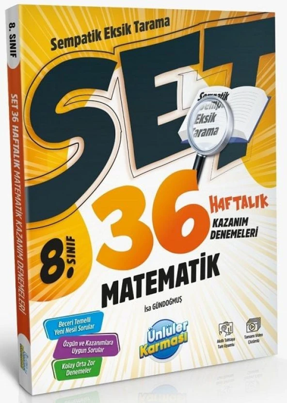 Ünlüler 8. Sınıf Matematik SET 36 Haftalık Kazanım Denemeleri Ünlüler Yayınları ürün görseli 1