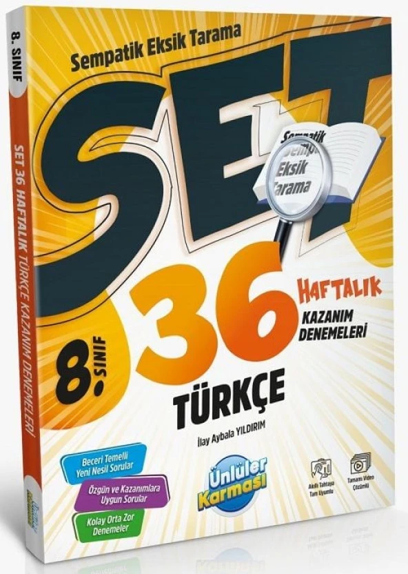 Ünlüler 8. Sınıf Türkçe SET 36 Haftalık Kazanım Denemeleri Ünlüler Yayınları ürün görseli 1