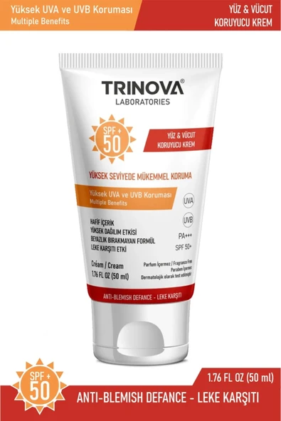 Trinova Leke Karşıtı Spf +50 Güneş Kremi 50ml ürün görseli 1