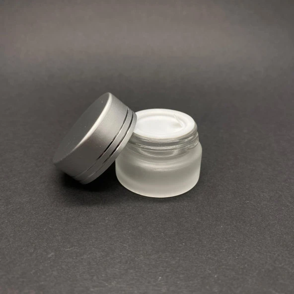 5 cc Buzlu Cam Krem Kavanoz  - Gümüş Kapaklı İç Contalı - 5ml Buzlu Cam Krem Kavanoz  x 10 Adet ürün görseli 1