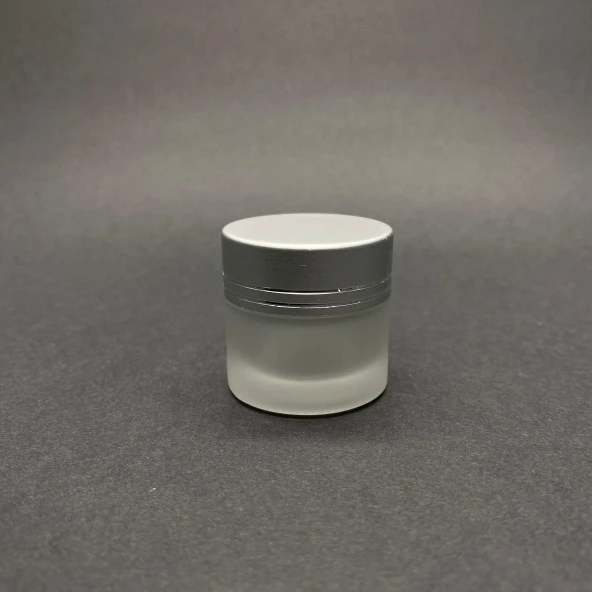 10 cc Buzlu Cam Krem Kavanoz  - Gümüş Kapaklı İç Contalı - 10ml Buzlu Cam Krem Kavanoz  x 10 Adet ürün görseli 1