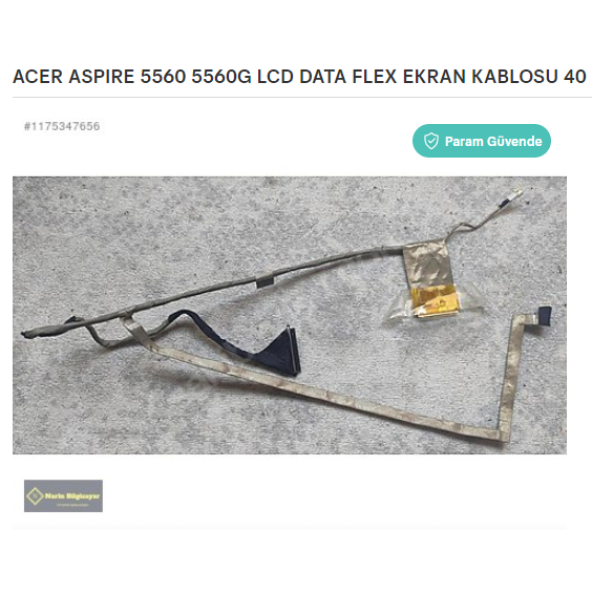 ACER ASPIRE 5560 5560G LCD DATA FLEX EKRAN KABLOSU 40 PİN ürün görseli 1