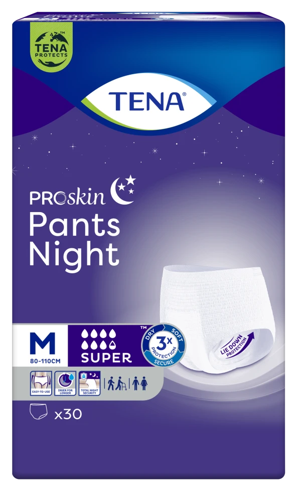 Tena ProSkin Pants Night Medium Orta Beden Gece için Süper Emici Külot 30 lu paket ürün görseli 1