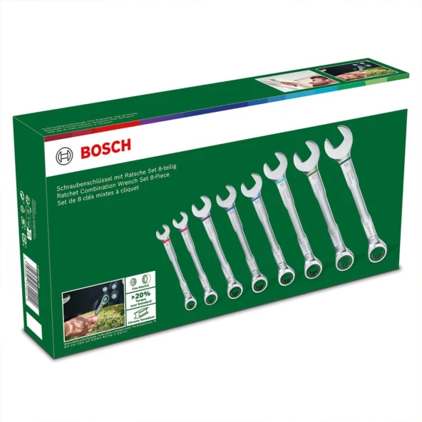 Bosch 8 Parça Kombine Anahtar Seti - Resim 5