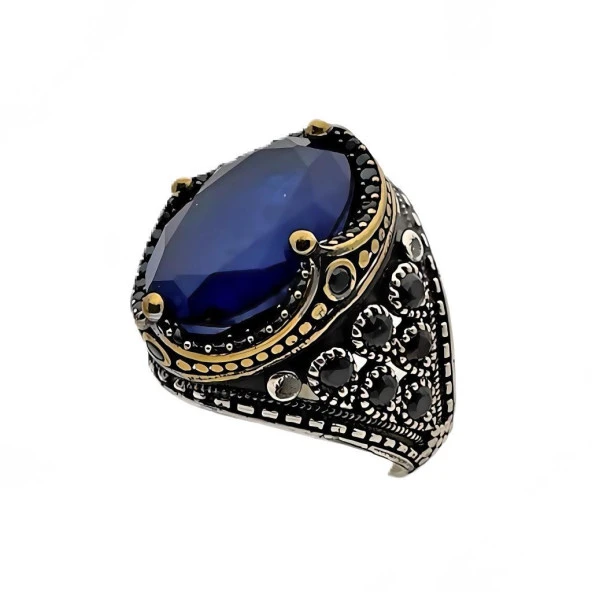 Paraiba ve Zirkon Taşlı Gümüş Yüzük 240053309G17Y ürün görseli 1