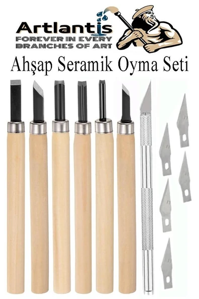 Ahşap Seramik Oyma Seti 6 lı 1 Paket İskarpela Seti Paslanmaz Çelik Bıçaklı Ağaç Oyma Heykel Hobi Kretuar Gravür ürün görseli 1