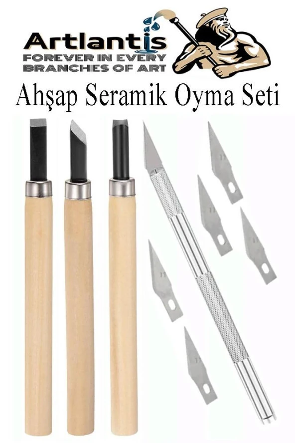 Ahşap Seramik Oyma Seti 3 lü Kretuar 1 Paket İskarpela Seti Paslanmaz Çelik Bıçaklı Ağaç Oyma Heykel Hobi Kretuar Gravür ürün görseli 1