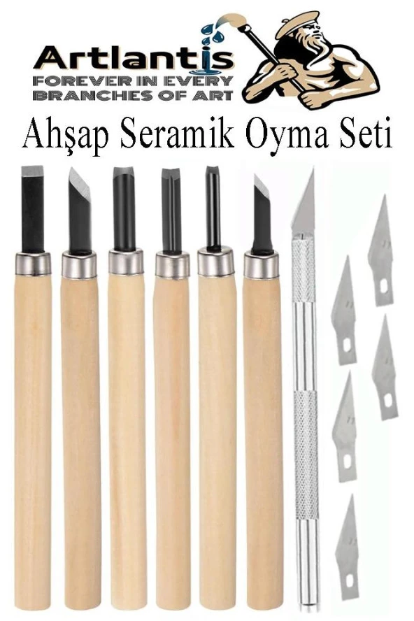 Ahşap Seramik Oyma Seti 6 lı Kretuar 1 Paket İskarpela Seti Paslanmaz Çelik Bıçaklı Ağaç Oyma Heykel Hobi Kretuar Gravür ürün görseli 1