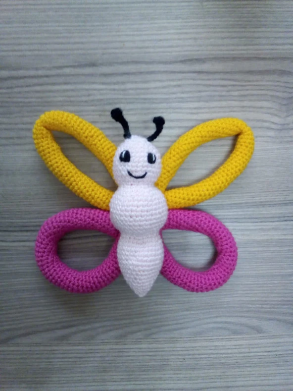 Kelebek Çıngırak Amigurumi Organik Oyuncak ürün görseli 1