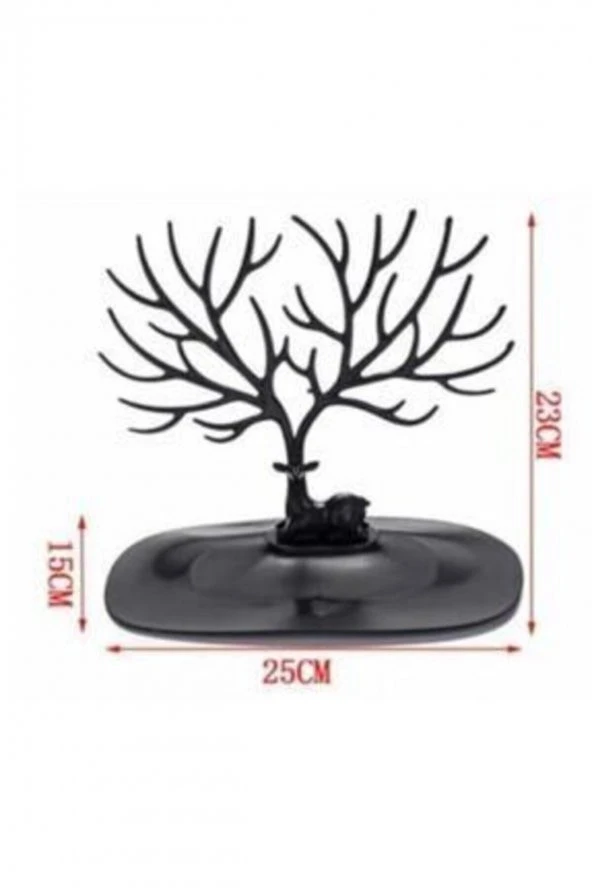 Geyik Tasarımlı Siyah Takı Standı Yüzük Küpe Kolye Askılığı Mücevher Organizer Askı ürün görseli 1